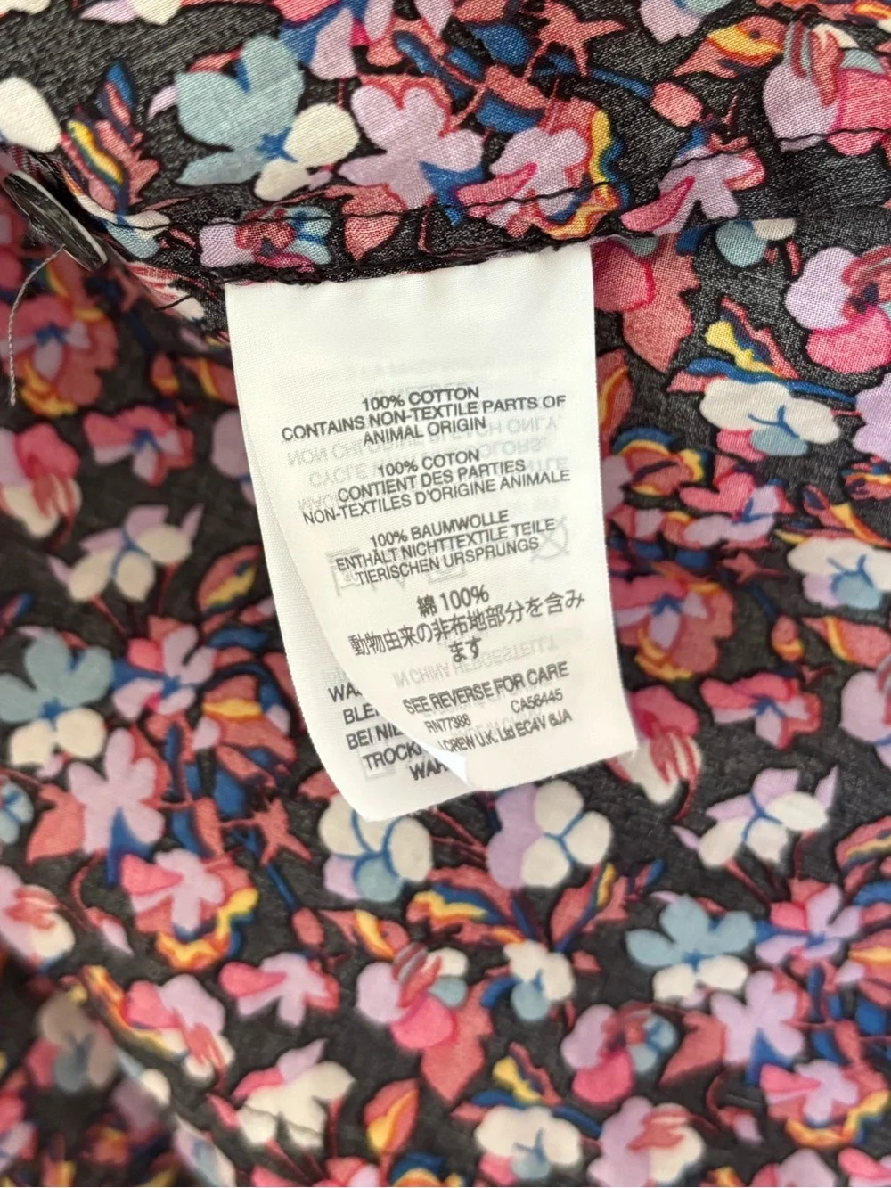 J. Crew Liberty Floral Print Sarah Button Down Front Neck Tie Preppy Black Pink - Picture 11 of 12